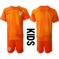 Camiseta Croacia Portero Segunda Equipación Replica Mundial 2022 para niños mangas cortas (+ Pantalones cortos)